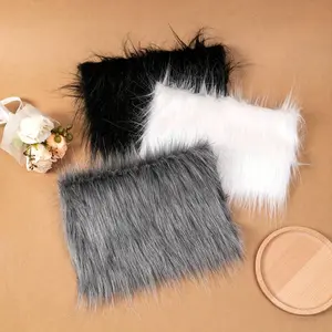 9.8*9.8in Long Faux Fur Fabric for Patchwork Sewing Material Doll Toy Beard Hair DIY Handmade Home Decoration Cosplay Fabric