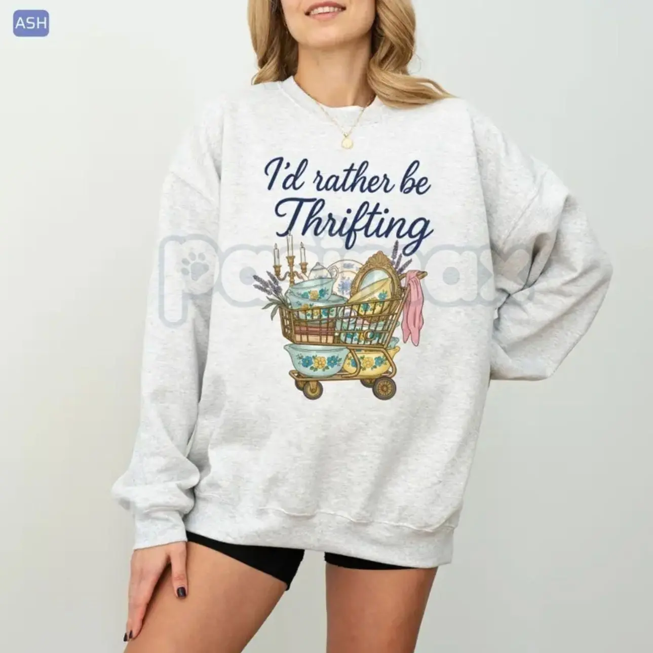 I’d Rather Be Thrifting Sweatshirt | Vintage Thrift Lover Graphic Shirt | Retro Reseller Crewneck | Aesthetic Thrifter Gift | Flea Market Lover Pullover | Sustainable Fashion Jumper V8P9G