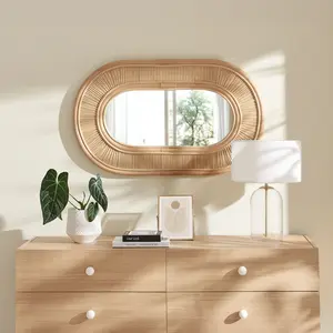 Sovana Oval Rattan Wall Mirror in Natural