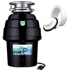 212 MAIN Eco Logic EL-9-DS-WH 9 Deluxe Food Waste Disposer - 0.75 HP Power, White Sink Flange, Stainless Steel (Designer Series)