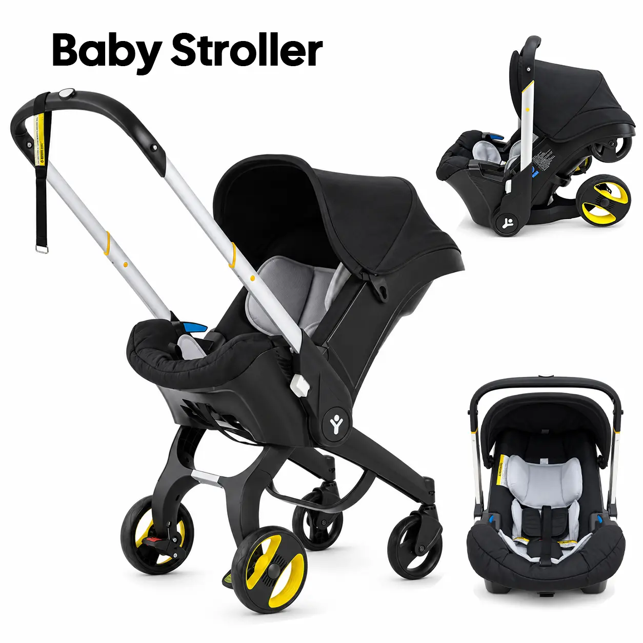 Aluminum Alloy Folding Newborn Infant Stroller - Unisex All-In-1 Convertible, No LatchBase, Adjustable Reversible Seat, Hand-Held Design, Quick Brake Stop, 1-Hand-Fold, Sun Protection Sunshade, Compact Travel, Lightweight, Affordable Baby Gear Baby Items