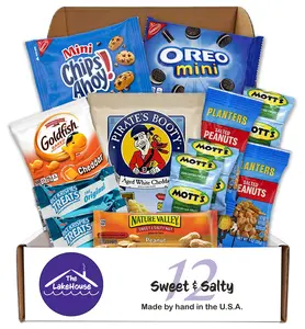 The LakeHouse Sweet & Salty Snacks Camp Care Package Variety Pack for Kids and Adults 12 Count Includes Mini Oreo Cookies Chips Ahoy Cookies & More Made in the U.S.A
