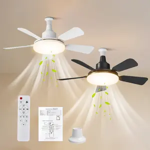 30W Socket Ceiling Fan Light,   LED Fan Light with With Remote Control，Pure Copper DC Motor,Frequency Conversion is More Energy-Saving,Quieter,Reversible,Stronger and Smoother Wind, Light Can be Adjusted Freely, Timer LED Ceiling Fan with Memory Function,