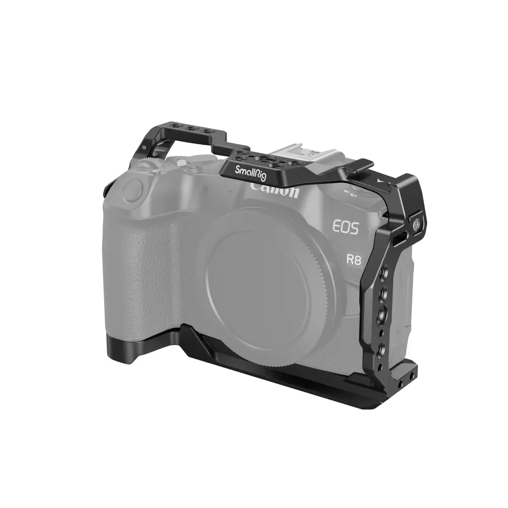 SmallRig Cage for Canon R8, Camera Cage for EOS R8 with1/4"-20 Threaded Holes, 3/8"-16 Locating Holes for ARRI, Included Cold Shoe, QD Port and NATO Rail - 4212