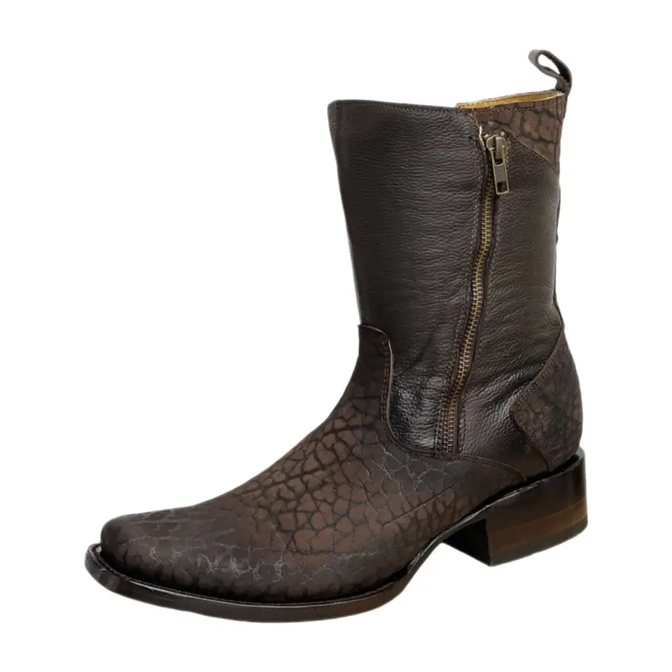 Dubai Bull Neck Leather Short Boots with Zipper Dubai Bull Neck Leather Short Boots with Zipper