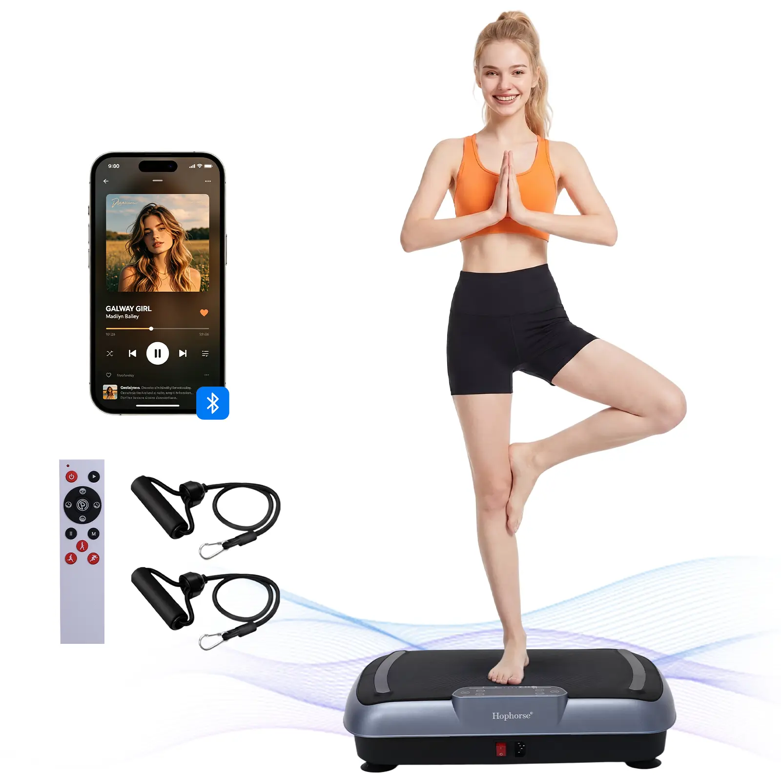 HopHorse  Vibration Plate - Whole Body Workout Home Fitness Machine with Compact Design, 400 lbs Weight Capacity, LED Display, Remote Control, Full-Body Movement & Gentle Vibration (Valentine's Day Gift Option)