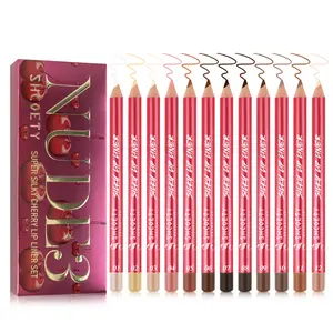 1 box -12 pcsLong Lasting Matte Lip Liner Set, Tinted Lip Liner, Easy Coloring, Suitable for All Occasions Lip Makeup Metallic Makeup AccessoriesGift matte high pigment rhode  lip  gloss  meltdown Cosmetics Eyeliner Glitter Lipliner makeup bundle box