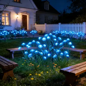 Solar Powered Mushroom Light, 6 Head Water Nettle Lamp, Outdoor Garden Wedding Decoration, Light Sensor, Auto on at Night, Patio Pathway, Solar Garden Lights