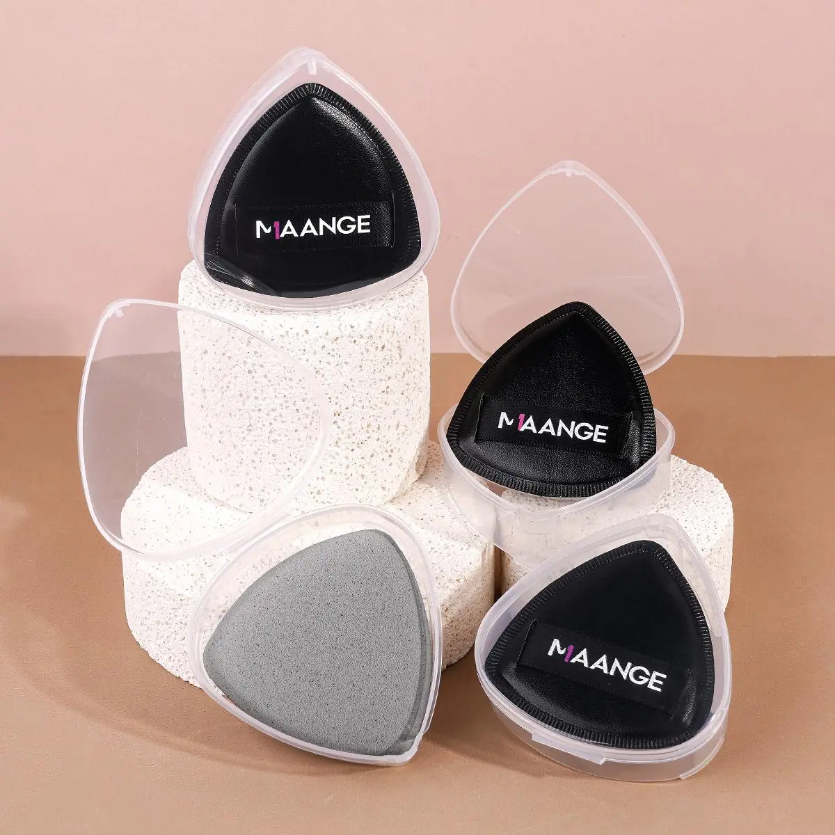 MAANGE 4pcs Bamboo Charcoal Cotton Candy Air Cushion Puff Set with Storage Box, Beauty Makeup Tools for Flawless Application, Portable and Durable Design, Makeup Accessories Gifts for Friends, Makeup Puffs, Powder Puff, Cosmetics