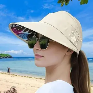 Women’s Wide Brim Sun Hat – UV Protection Beach Hat with Floral Print, Perfect for Summer Travel & Outdoor