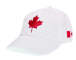Canada Canadian Flag Embroidered Dad Hat Maple Leaf Unisex Adult White