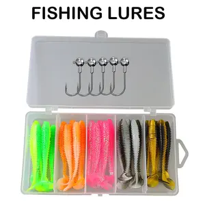 Fishing Baits 25pcs with Hooks Box Packed  Soft Paddle Tail Fishing Lures for Freshwater or Saltwater
