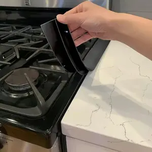 Silicone Gap Sealing Strip for Kitchen, 2 Pack High-temperature Resistant Kitchen Countertop Gap Sealing Strip,Heat Resistant Stove Gap Filler,stove guards for counter, Easy to Clean, 21 Inch Black silicone stove gap cover