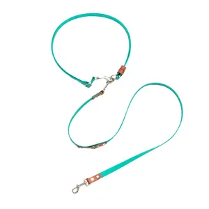 4-in-1 Covertible Hands Free Leash 3/4''-Dog Walking Gear Heavy Duty Multifunctional Adjustable Leash-Two Tone Biothane Waterproof and Odoorproof