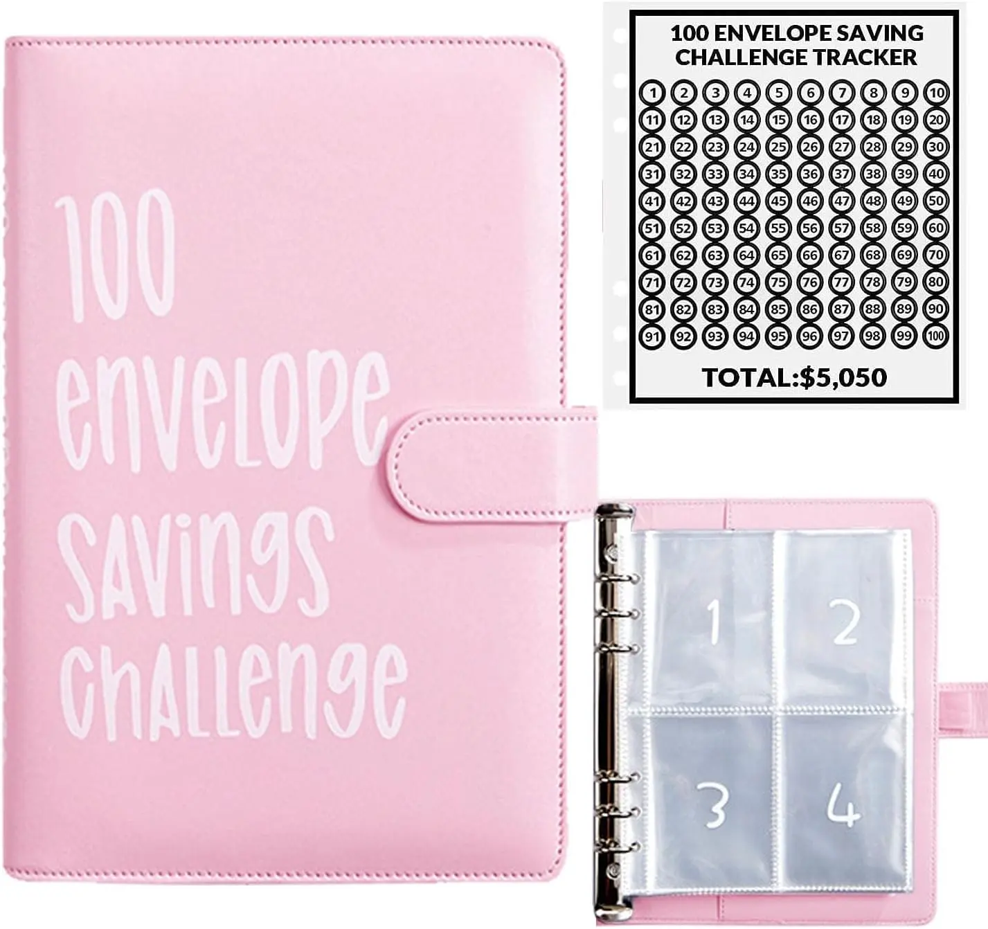 100 Envelopes Money Saving Challenge - A5 Money Saver Budget Binder Book with Cash Envelopes and Numbers, 100-Days of Easy and Funny Ways to Save $5,050 Cash Envelope Challenge Binder, party gifts
