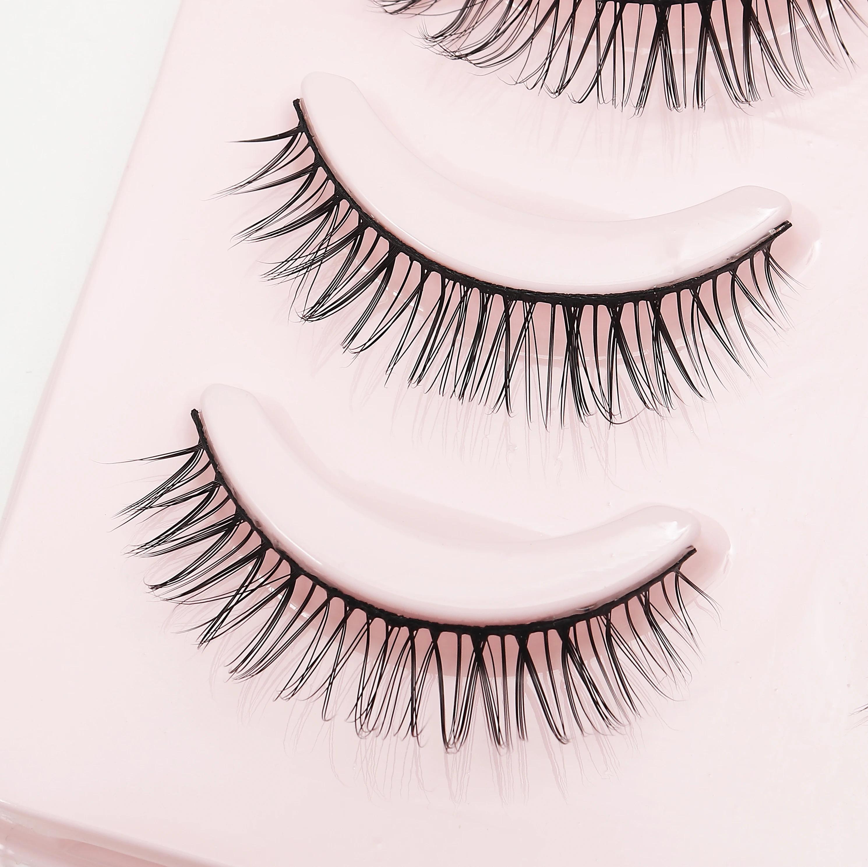 Fake Eyelash Anime Lashes 5 Pairs Little Devil Eyelashes Natural Daily Makeup Manga Eyelashes Clear Band Eyelashes