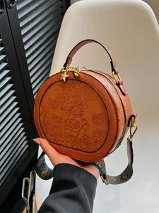 Fashion Versatile Women's Disc Bag, Solid Color Casual Wide Shoulder Strap Handbag, Single Shoulder Crossbody Bag, Everyday Crossbody Bag