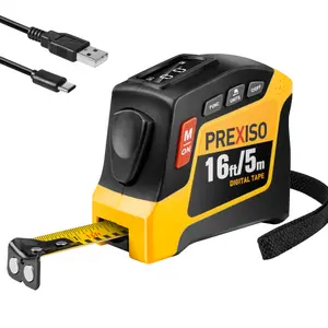 #fathersdaygift PREXISO 2-in-1 Digital Tape Measure - 16Ft Rechargeable Measuring Tape Ruler Ft/Ft+in/in/M/CM/MM Unit - Metric & Inches Retractable Measurement Tape Tool with Magnetic Tip - Pythagorean, Area, Volume