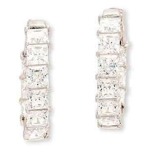 Radiance by Absolute™ Princess Cut 3/4" Inside-Outside Hoop Earrings