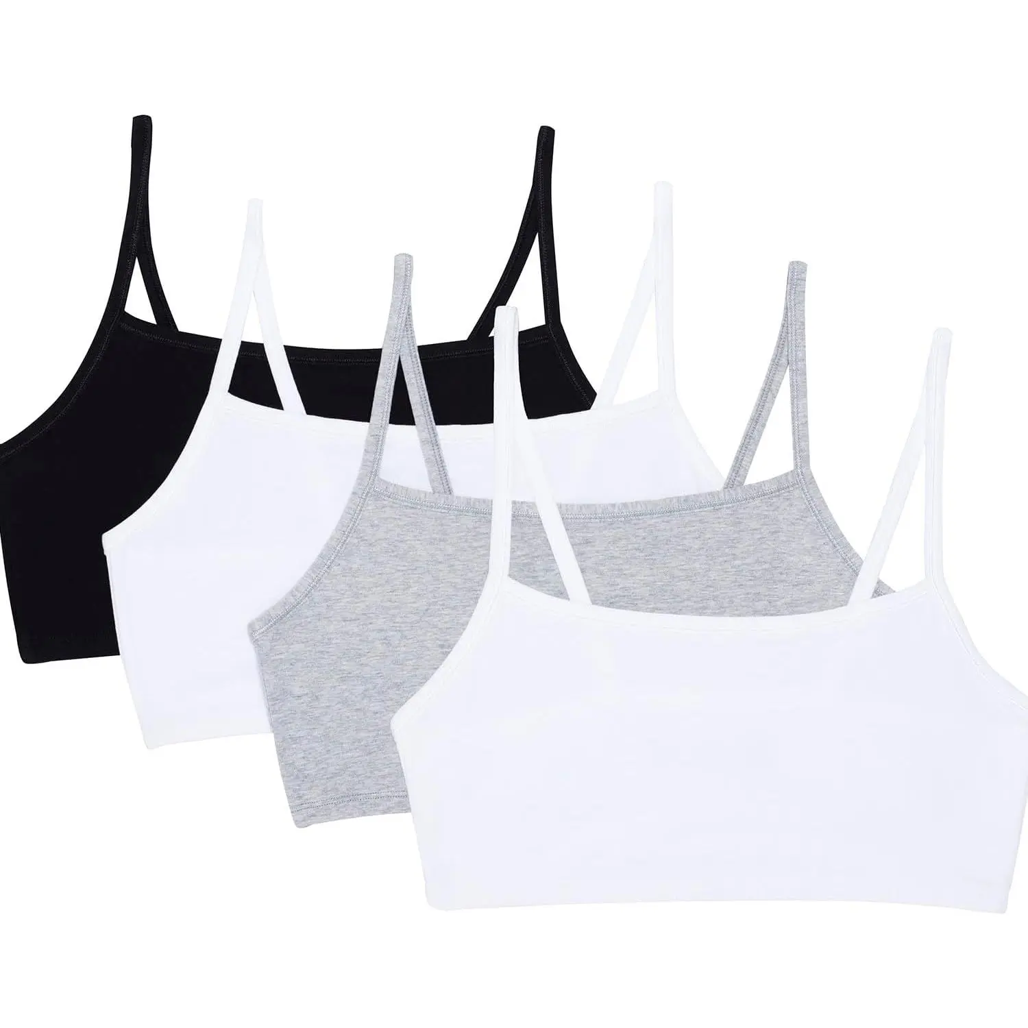 Women's Grey Cotton Sports Bra Value Pack, Basic Spaghetti Strap Crop Top for Casual and Athletic Wear, Full Coverage, Female, Affordable