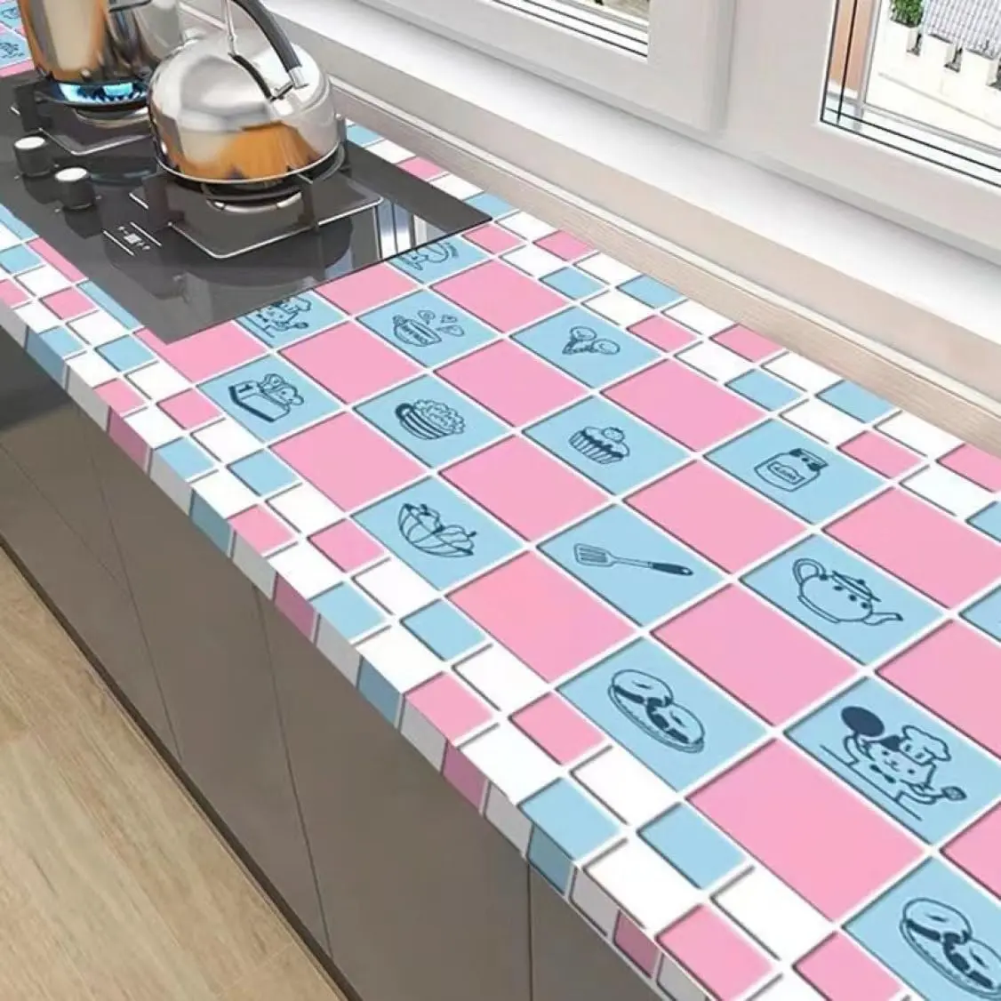 Waterproof Kitchen Protective Sticker Self adhesive oil resistant and heat resistant It can be cut to size as needed is easy to clean and is suitable for use on stovetops cabinets tiles and more