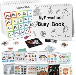 Kids Busy Book, Montessori PreschoolLearning Activities,30 Topics and 8 MarkersWorkbook Activity Binder for Toddlers Ages1-3,Autism Learning Materials and TracingColoring Book