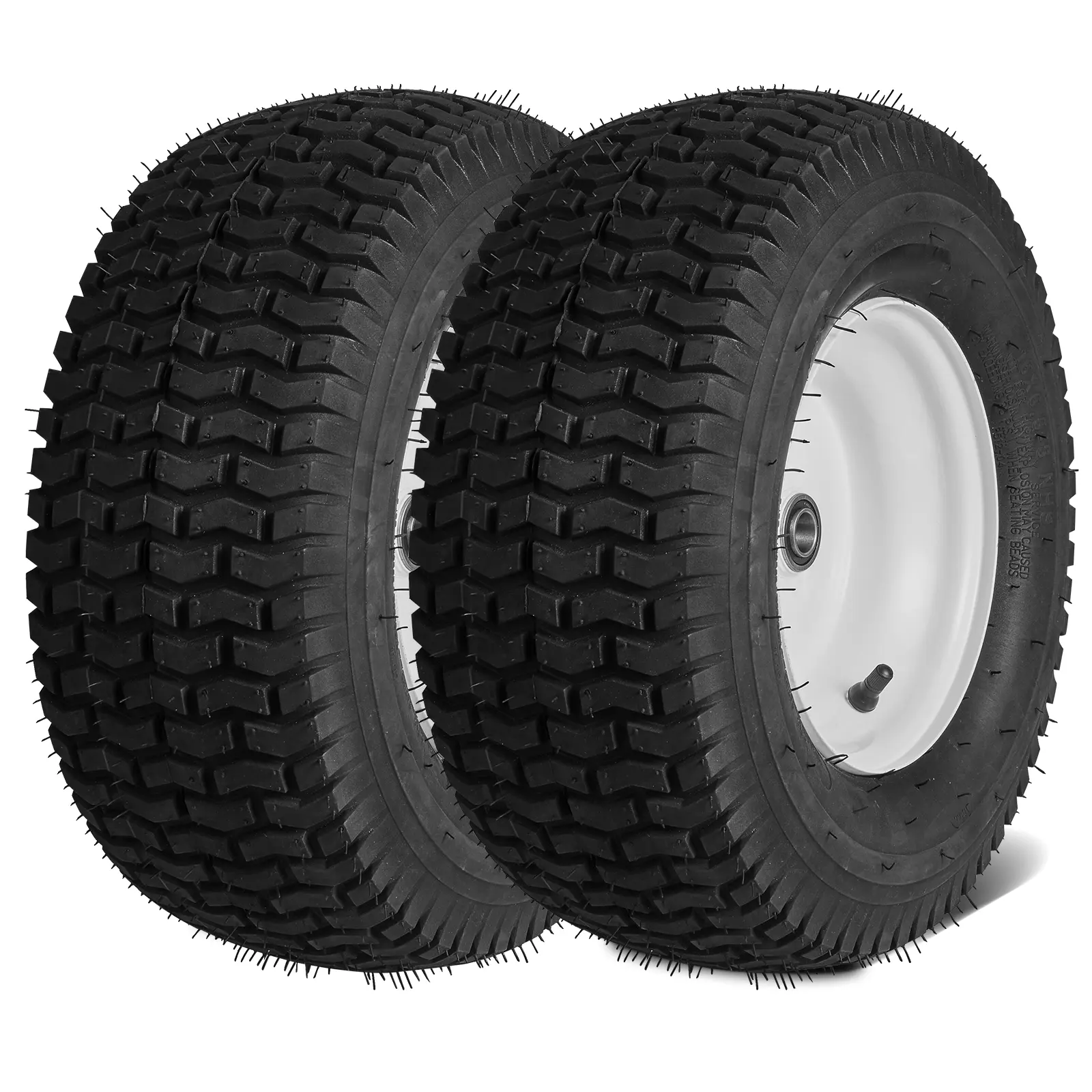 【summerfinds】VEVOR Lawn Mower Tires with Rim, 16x6.5-8" Tubeless Tractor Tires, 2-Pack Tire and Wheel Assembly, Turf Pneumatic Tires, 3" Offset Hub, 3/4" Bushing Size, 16 PCS Adapters for Riding Mower Lawn Tractor