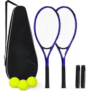 Adult Recreational 2 Players Tennis Rackets ,27 Inch Super Lightweight Tennis Racquets for Student  Tennis and Beginners, Tennis Racket Set For Outdoor , Including 3 Tennis Balls, 2 Tennis Overgrips and 1 Tennis Bag