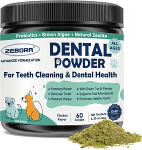 Dog Teeth Cleaning Powder - Dog Breath Freshener Dental Powder, Targets Bad Breath, Plaque Off & Tartar Remover, Natural Dental Care for Healthy Gums, 180g