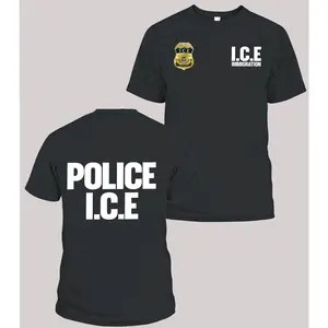 oloey Police ICE US Immigration Printed on Front & Back Men's T-Shirt, Support ICE, ICE Agent Hoodie