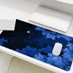 Fantasy Night Sky Pattern Mouse Pad, 1 Count Rectangle Gaming Mouse Pad, Non-Slip Rubber Base Stitched Edge Desk Pad for Home Office Game Room, Gaming Desk Accessory
