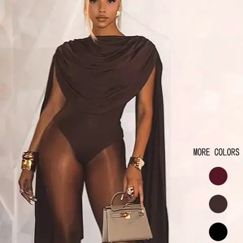 【Black Friday】Women's Solid Color One-Piece Bodysuit, Soft Stretch Bodycon Draped Cowl Neck Bodysuit for Nightlife and Summer Wear, Womenswear