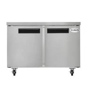 48 in. Two-Door Commercial Undercounter Freezer in Stainless Steel with Casters, ETL Listed (KM-UCF-2DSS)