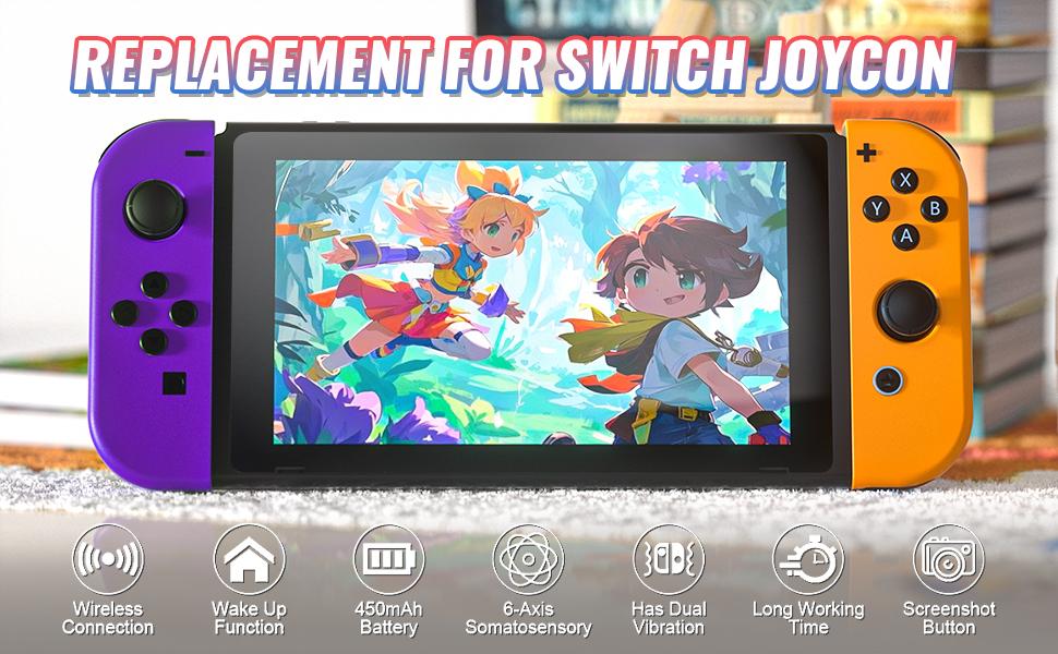 Joypad Controller for Switch1&2 Wireless Joypad Replacement for Switch Controller Left and Right Switch Joycons Support Dual Vibration Wake-up Function Motion Control switch joycons Gamepad