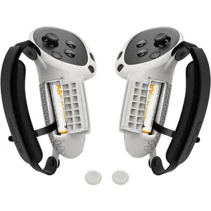 Controller Grips Cover Compatible with Meta Quest 3S/Quest 3 Accessories, Hand Strap with  Opening, Knuckle Straps with Widen and Thicken Sponge(Not for  Dock) (White-Gray)