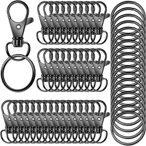 100 count  Swivel Snap Hook Keychains with Key Rings, Metal  Clip and Key Ring, 50 count Key Chain Hooks and 50 count Key Rings for Lanyard Crafts  Making Black 32mm/1.25inches