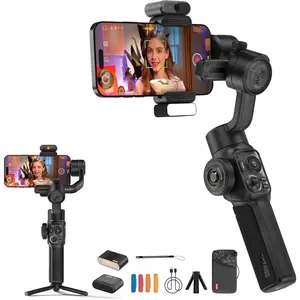 ZHIYUN Smooth 5S AI PRO Gimbal 3-Axis Handheld Stabilizer All in One Design for Mirrorless Cameras with Sony A6600,A6100,Fujifilm,Canon M50,M5,for Gopro Hero10/9/8/7, iPhone 13/12 Max Selfie Stand Lens Mount Water Proof