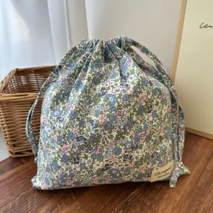 Vintage Floral Cloth Drawstring Bag, Multi-Purpose Portable Storage Organizer, Travel & Home Dust Bag, Mommy & Diaper Bag, Jewelry Pouch, Storage Tote, Multifunctional Storage Bag