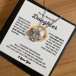 To My Daughter Love Knot Necklace Gift Frome Dad Father Mother Mom for Birthday Graduation Ceremony Celebration Holiday Thanksgiving Christmas New Year Valentine's day