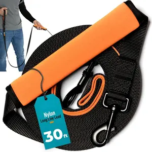 30ft Long Leash for Dogs - Long Line  Leash for  Recall/Commands at Distance - Nylon, Heavy Duty - Ideal for Large & Small Breeds