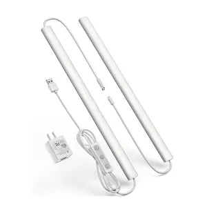 Plug-in Under Cabinet Lighting, Dimmable Counter Lights for Kitchen, 2pcs 12 Inch, Cold White 6000K Linkable USB Led Closet Light, Wired Indoor Night