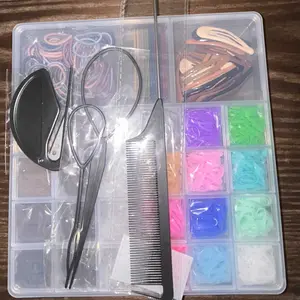 Colorful Hair Ties Set for Girls, Includes Hair Styling Accessories, Convenient Hair Puller and Combs, Perfect Baby Hair Bows Collection, Hair Accessories Sets