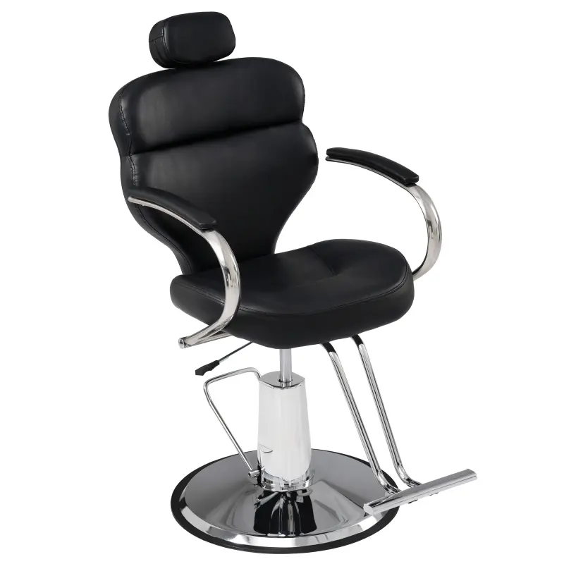 Reclining Barber Chair Salon Chair for Hair Stylist, Heavy Duty Hydraulic Pump Barber Chair Seat Height 41-46", 360° Rotation, Tattoo Chair Shampoo Beauty Salon Equipment For Barber Hair Shop, Black