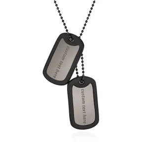 OIDEA Men's Stainless Steel and Silicone Double Dog Tag Engravable Pendant Necklace with 24-Inch Chain