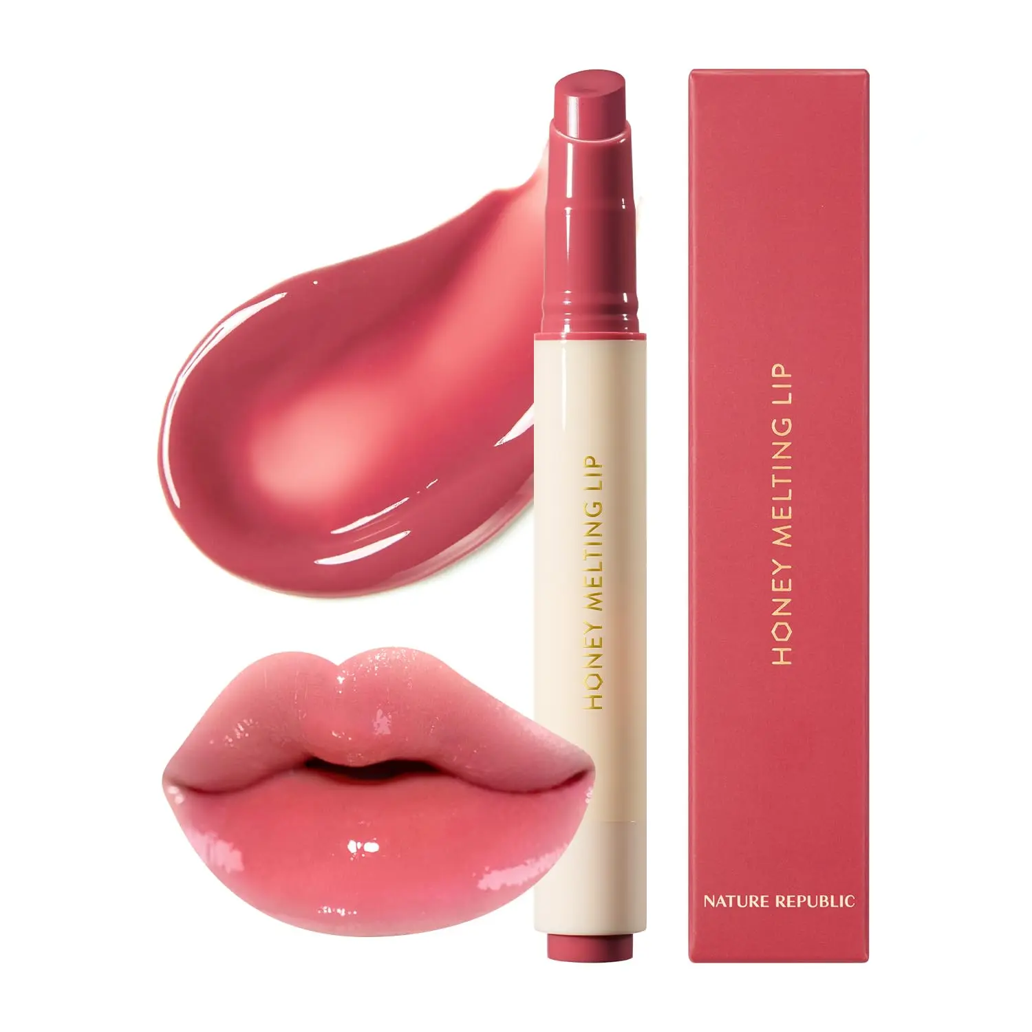 Nature Republic Honey Melting Lip 03 Berry | Hydrating Gloss Balm, Sheer Tint, Glowy Finish, Korean Makeup