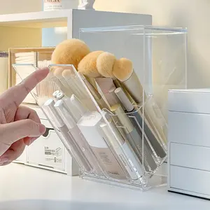 Makeup Brush Storage Box Dustproof Acrylic Lipstick Organizer Desktop Display Rack High-End Vanity Brush Holder Beauty Organizer Cosmetics Organizer Storage