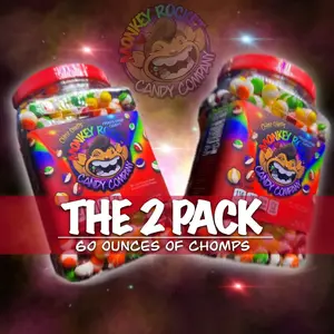 Monkey Rocket’s Rainbow Chimp Chomps Big Jar Duo - Over 60 ounces of Freeze-Dried Skittles - Keywords Viral Candy Sweet Snack Candies Sugar Astronaut Food ASMR Crunchy Fruity Skittlez Frittles Skizzles Foshizzles tiktok