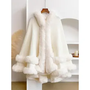 Luxury Faux Fur Hooded Cape Shawl, Warm and Comfortable for Air-Conditioned Rooms, Ideal for Daily Wear at Home and Parties(Sheets)