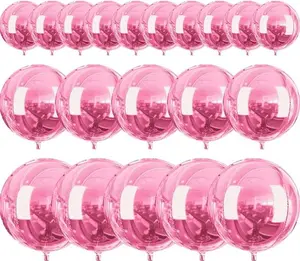 PartyWoo Pearl Pink Foil Balloons 20pcs Different Sizes Pack of 22 15 10 Inch Large Round Foil 4D Inflatable Mirror Ball Mylar Balloons for Baby Shower Birthday Gender Reveal Party Decorations