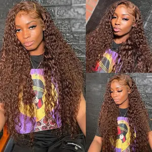 [NEW IN] Brown Chocolate Deep Wave Wigs Bling Hair 13x4 13x6 Hd Lace Frontal Human Hair Wig Colored Water Wave Lace Front Wig for Women Pre Plucked Clearence Sale #tiktokshopmemorialday